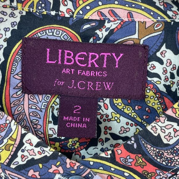 J Crew Liberty Art Fabrics Womens 2 Paisley Button Front Popover Shirt Blouse - Picture 4 of 11